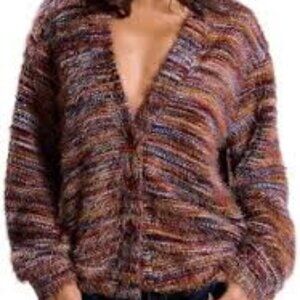 SHEIN Size M (6) Oversized Textured Cardigan Fall Casual Y2k 90's Stripe